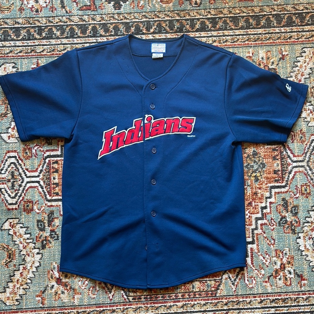 Blue Vintage Indians Baseball Jersey